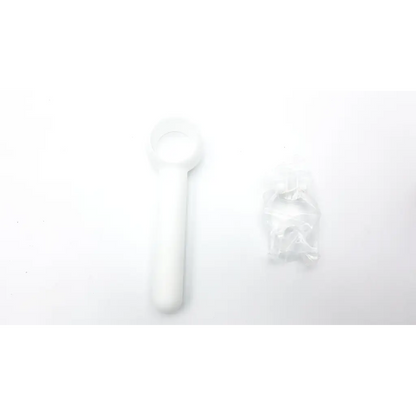 White plastic spoon with rounded handle and circular head for micro direct microlab spida 5 portable spirometer use