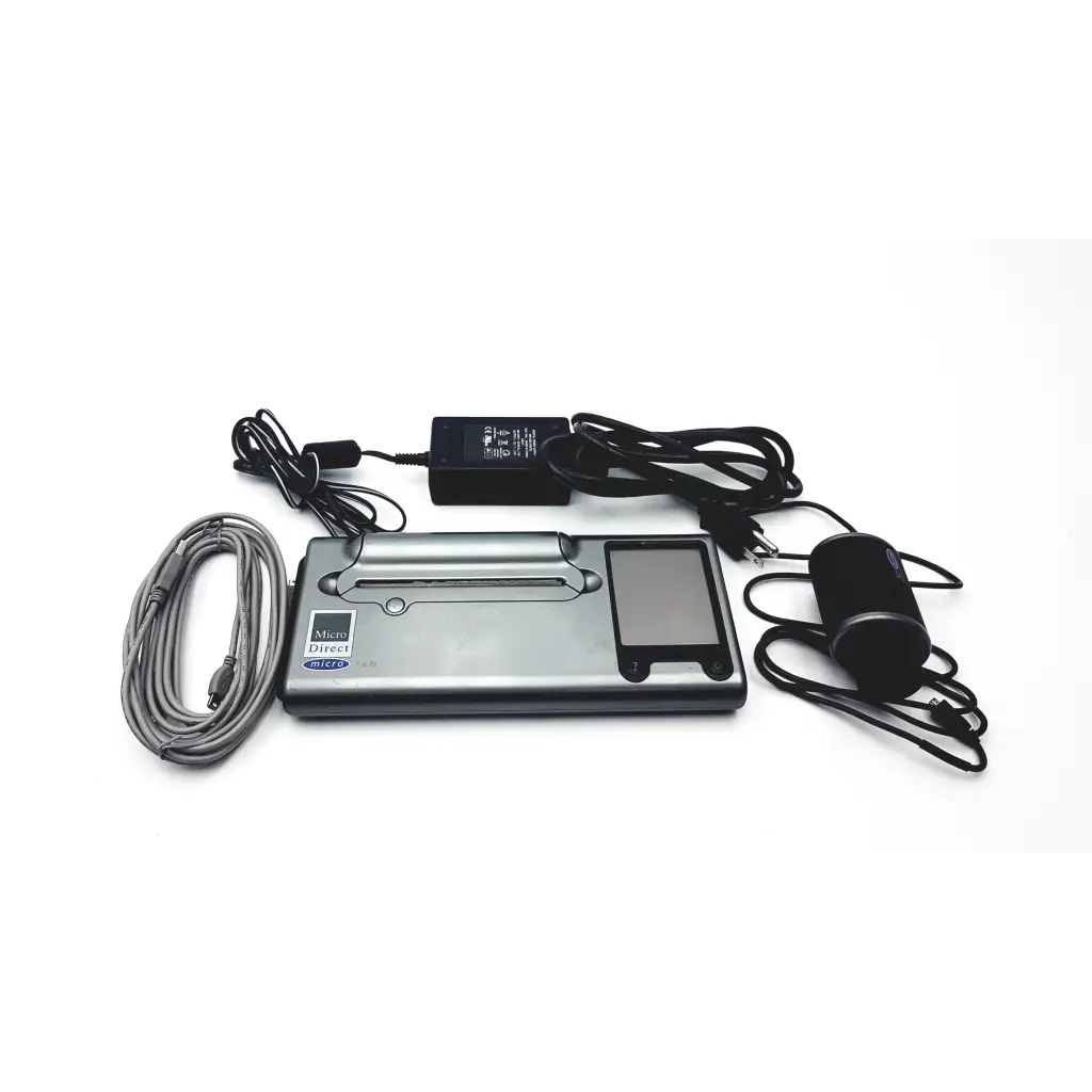 Silver metallic micro direct microlab spida 5 portable spirometer with sleek rectangular design and integrated screen