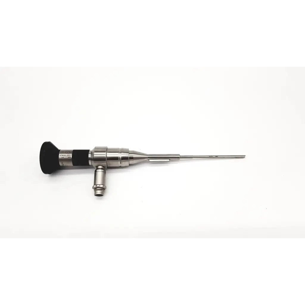 Silver microaire 81023 arthroscope with black ergonomic handle and slender metallic shaft for da24-99 use