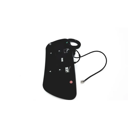 Black plastic telephone handset with coiled cord and rj45 connector for midmark qe ipx1 foot pedal use