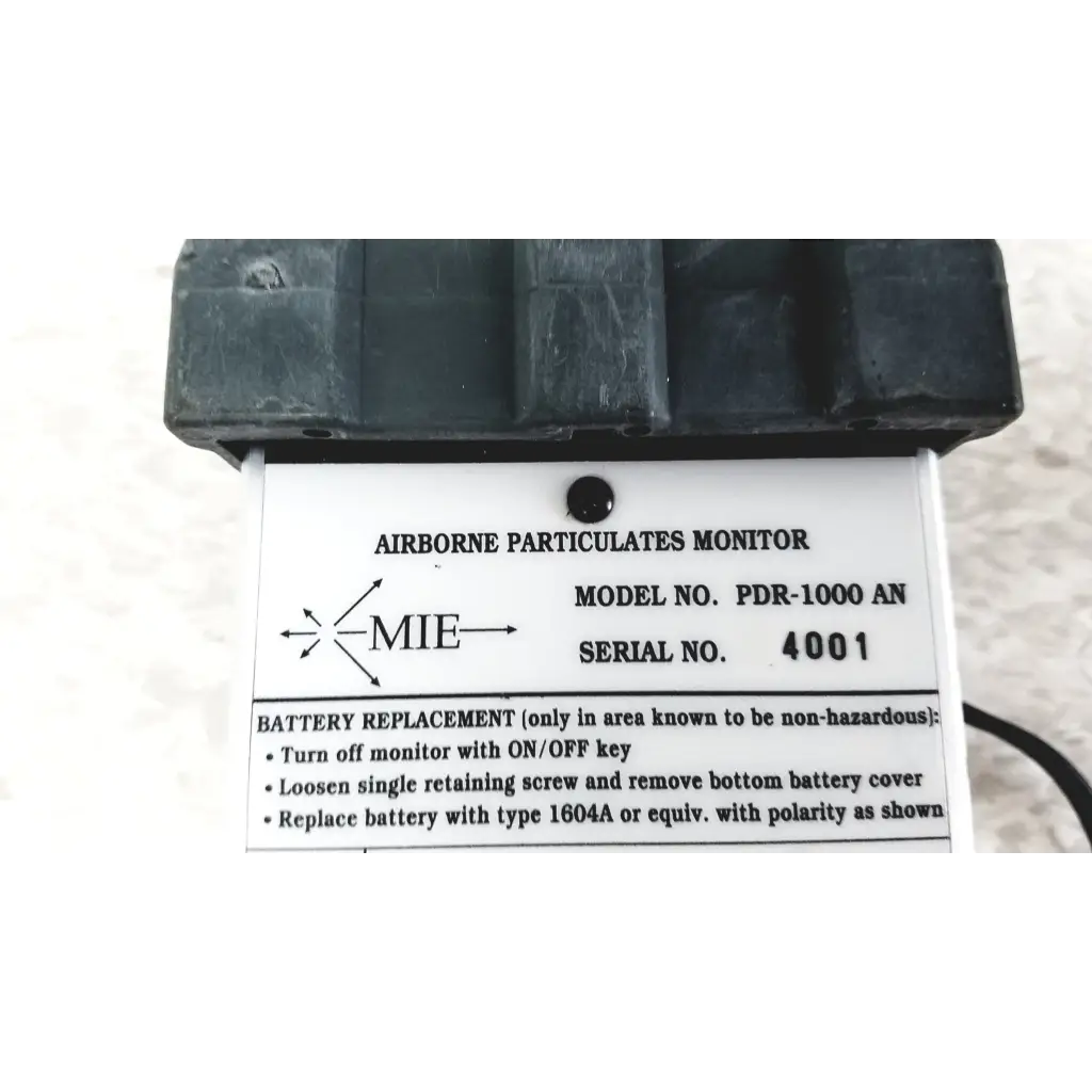 Black plastic mie personal pdr-1000 an aerosol monitor with white label for industrial hygiene use