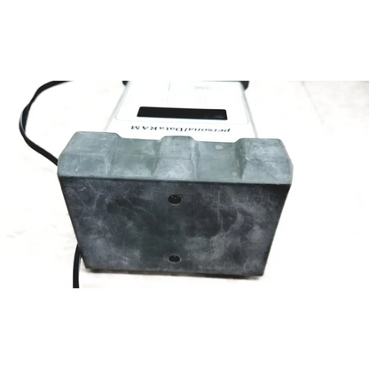 Dark gray textured plastic base with two holes and rectangular indentation for mie personal aerosol monitor accessories