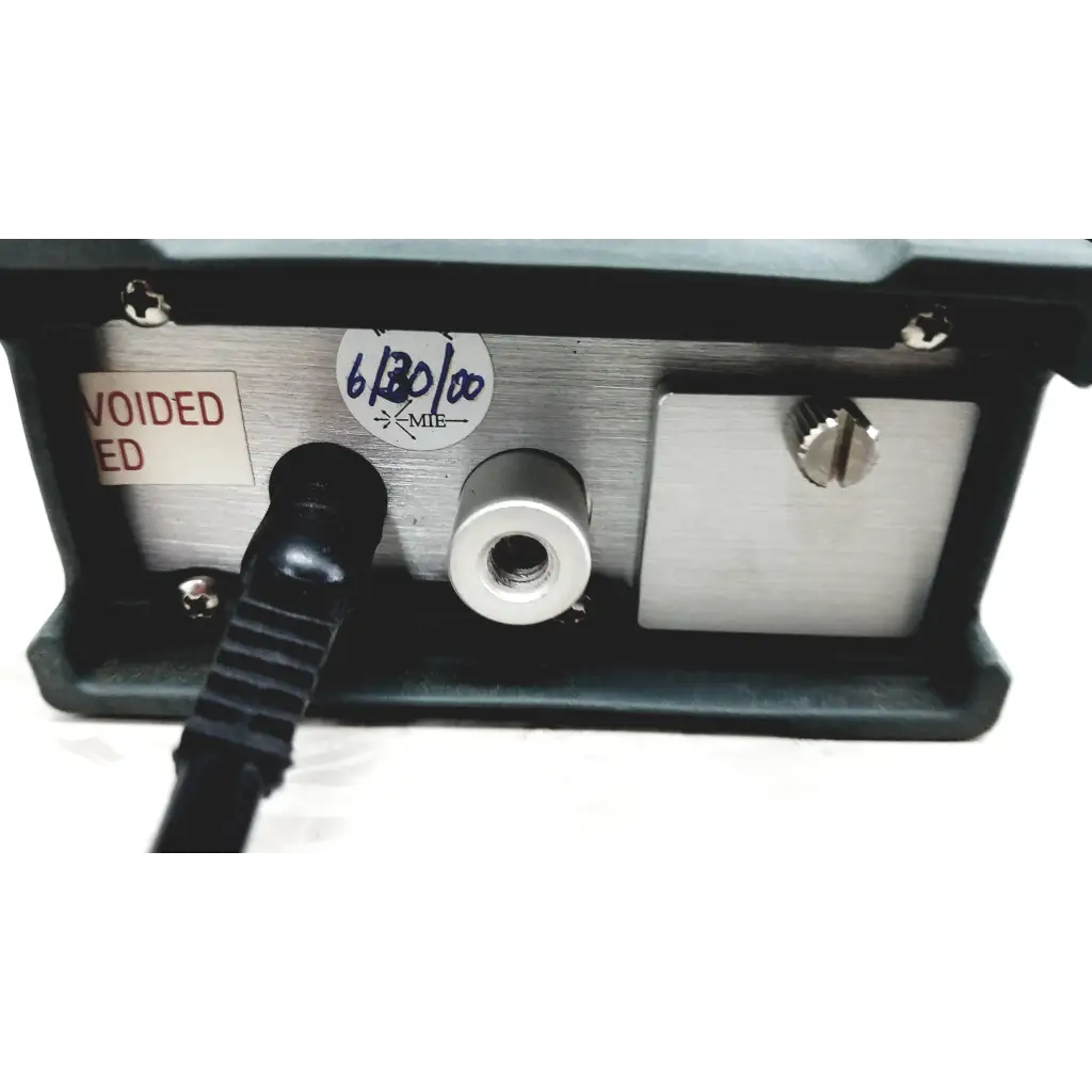 Silver metallic mie personal data ram pdr-1000 aerosol monitor back with black casing circular port and screw for industrial hygiene