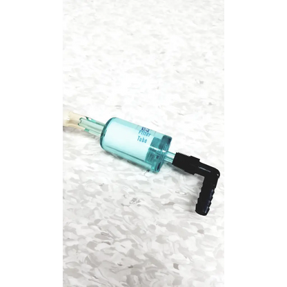 Clear turquoise plastic filter tube with black threaded fittings for mie personal data ram pdr-1000 aerosol monitor