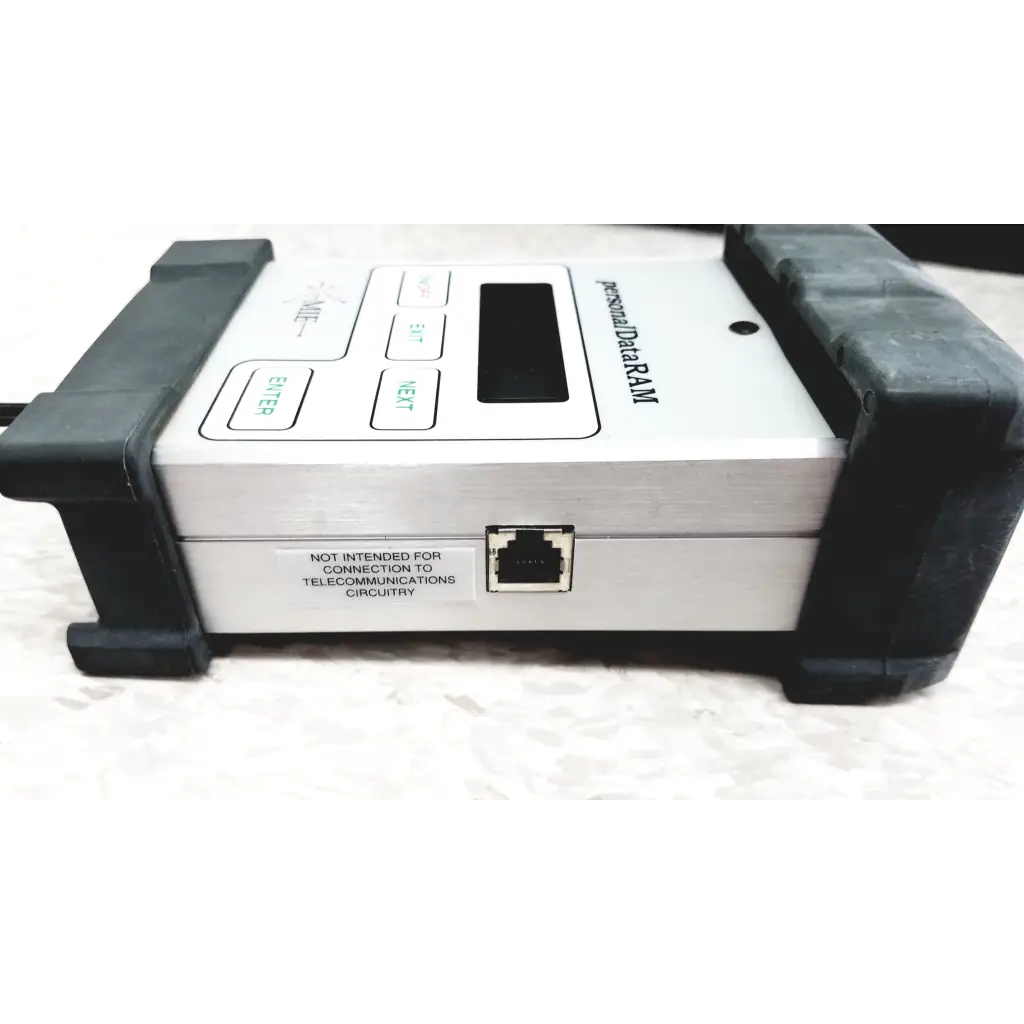 Silver mie personal data ram aerosol monitor with black rubber grips and display for industrial hygiene use
