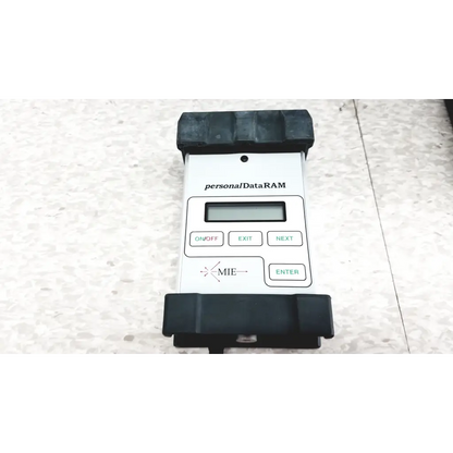 White mie personal data ram PDR-1000 aerosol monitor with black grips, digital screen, and labeled industrial hygiene buttons