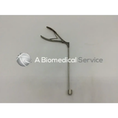 Stainless steel mcgivney hemorrodidal surgical ligator with curved angled jaw and long straight handle without loading cone
