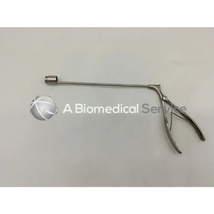 Stainless steel mcgivney hemorrodidal surgical ligator with long slender shaft and curved handles without loading cone