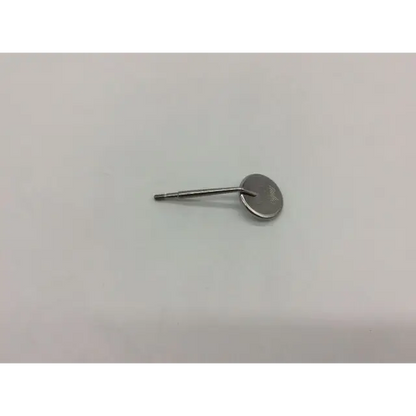 Silver-toned circular earring back with slender post and subtle engraving on the back side of miltex mouth mirror plane cone socket