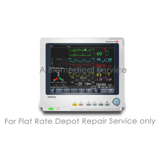 White mindray beneview t5 patient monitor with touchscreen displaying colorful waveforms for medical equipment repair service