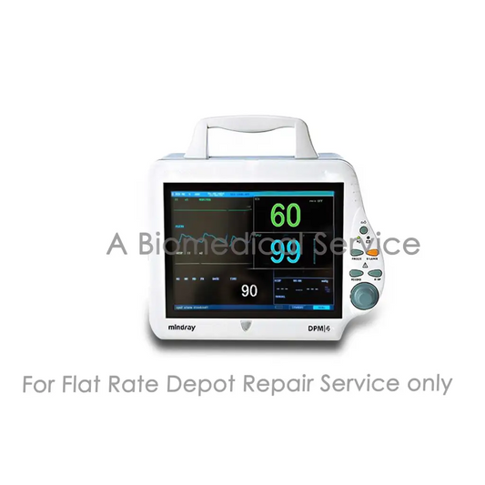 White handheld medical equipment dpm4 patient monitor with touchscreen displaying vital signs for repair service