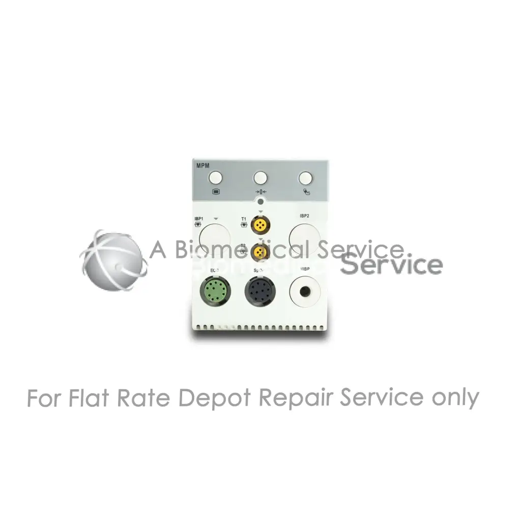 White rectangular Mindray new MPM-9 module back panel with circular ports for medical equipment repair service flat rate