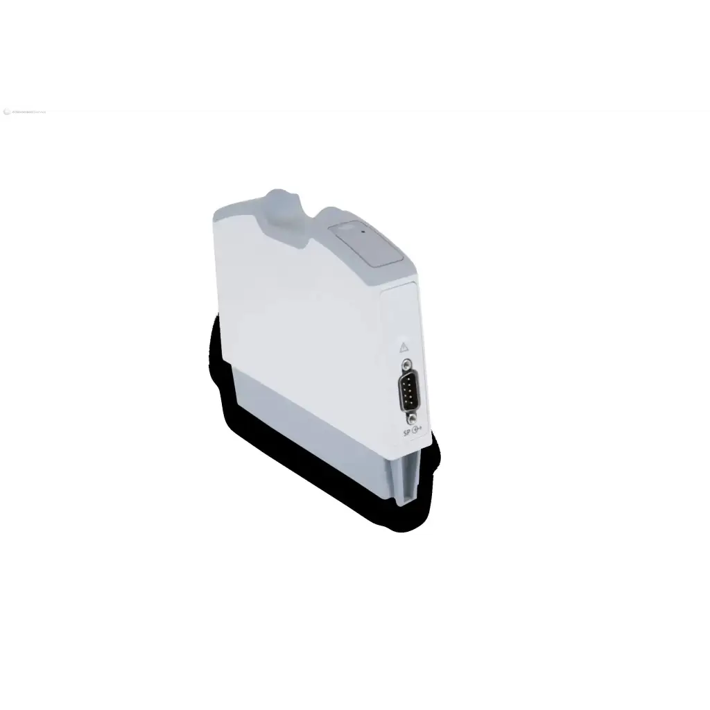 White plastic handheld barcode scanner with gray accents and rs-232 sp-com port for mindray serial port vdi module connectivity