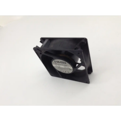 Black plastic 119mm x 38mm axial fan with circular hub and visible blades for 115v use by minebea-matsushita