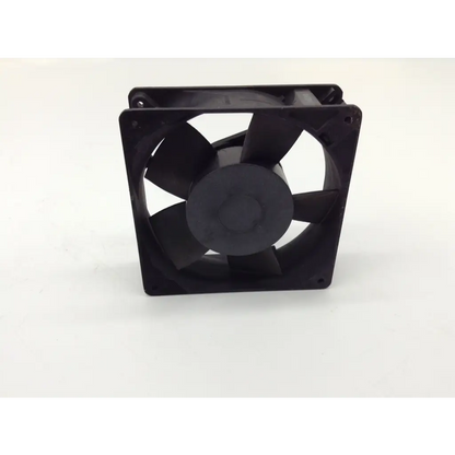 Black 119mm x 38mm axial fan with five blades and plastic housing by minebea-matsushita 115v model 4715fs-12t-b50