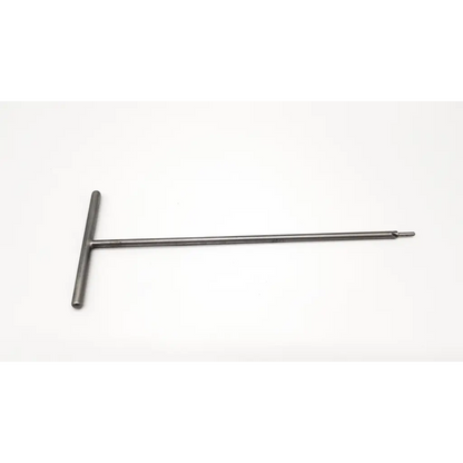 Mitek 214542 surgical arthroscopic reamer with a sleek metallic t-shaped handle and long slender shaft for precision use