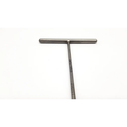Mike 214711 surgical tool da54-199 sleek metallic t-shaped surgical tool with polished silver finish and engraved markings