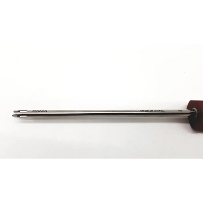 Silver metallic mitek drill guide fish mouth 213817 with mikroc engraving made in israel for surgical use
