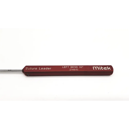 Red mitek left bend 30° arthroscopic suture leader with metallic shaft for precise surgical use