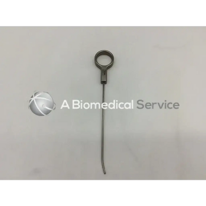 Stainless steel mitek surgical rapidlok pusher with circular handle and curved tip for precise surgical use