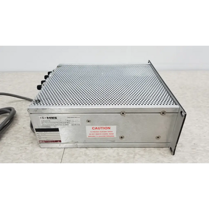 Silver metallic mks instruments 247c power supply with perforated top panel for mass flow controller use