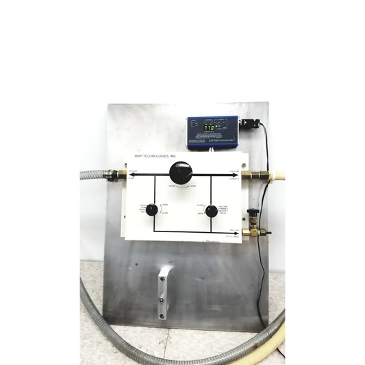 Silver stainless steel vacuum control manifold with digital display and brass fittings by mmr technologies