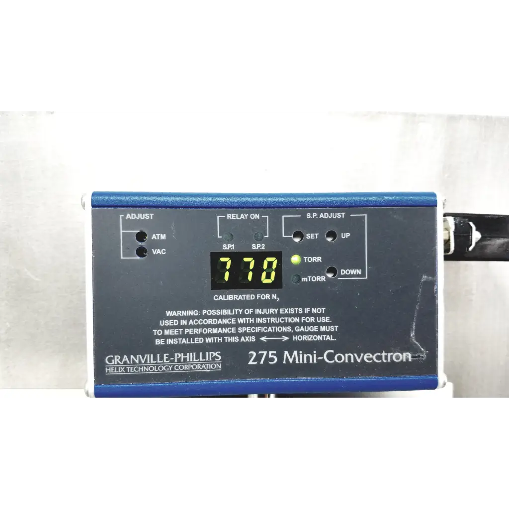 Blue and black 275 mini-convection gauge by granville-phillips in mmr technologies vacuum control manifold system