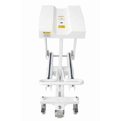 White biomed certified mobile nuclear medicine gamma camera collimator cart with adjustable height and caster wheels for equipment transport