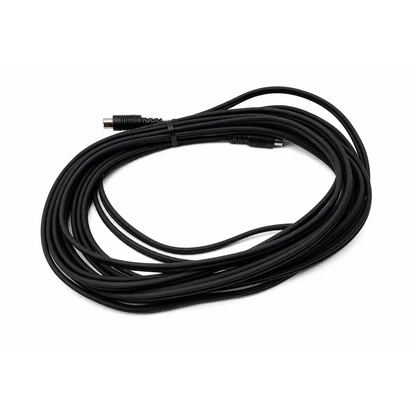 Mogami black biomed certified mini-din equipment cable with metallic connectors and coiled design for reliable connections