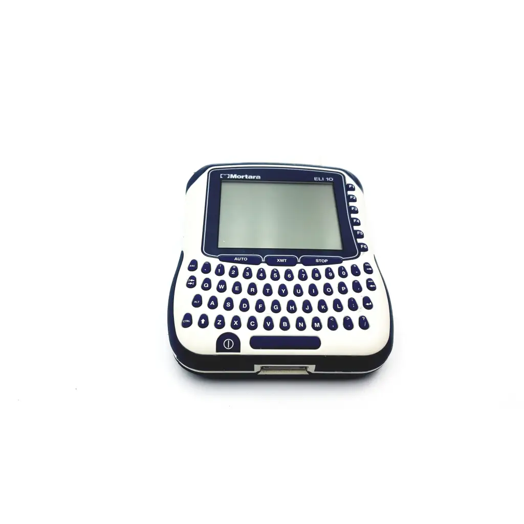 White and navy blue mortara eli 10 series electrocardiograph portable ekg system with screen and keyboard