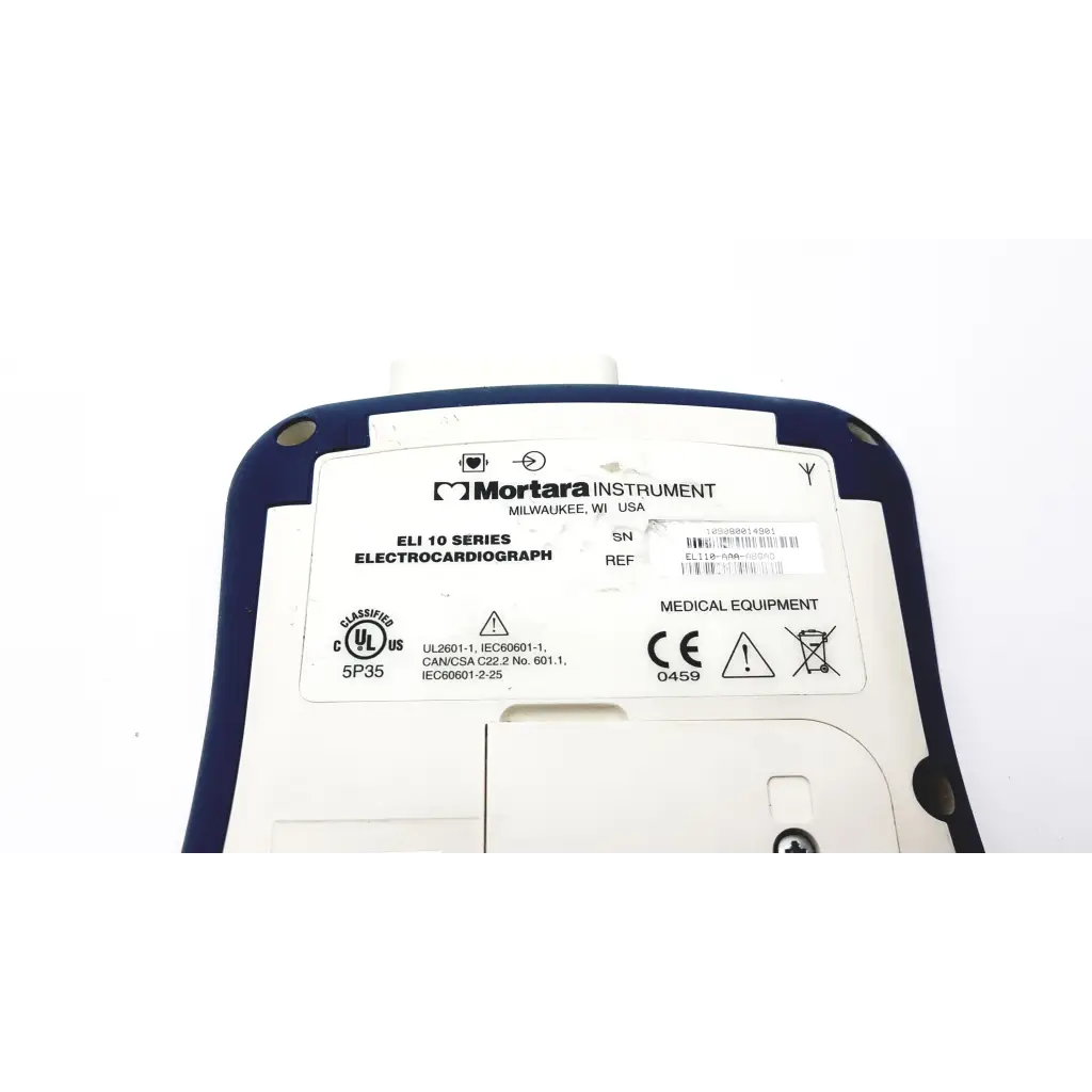 Blue and white mortara eli 10 series electrocardiograph portable ekg system for accurate cardiac monitoring