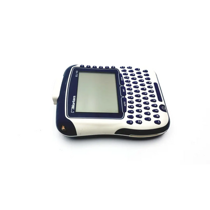 Navy and white mortara eli 10 series electrocardiograph portable ekg with physical keyboard handheld device