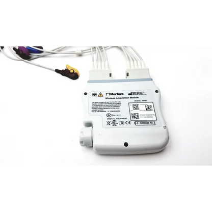 White plastic mortara instrument wireless acquisition module with multiple cables and yellow connector for instrument wireless acquisition
