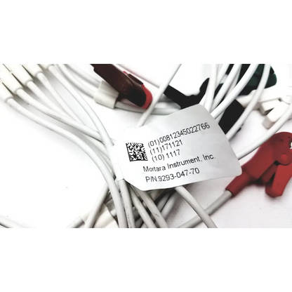 White coiled cables with red and black clamps for mortara instrument wireless acquisition module by mortara instrument inc