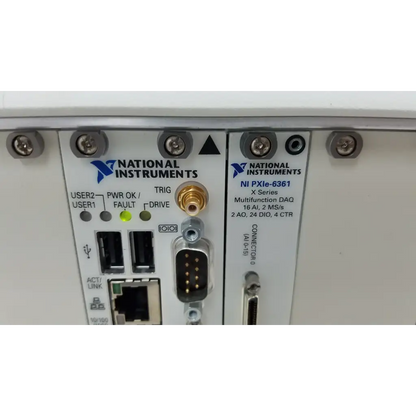 White national instruments ni pxie-6361 multifunction daq with gold-plated connector and black usb ports for pxi express data acquisition