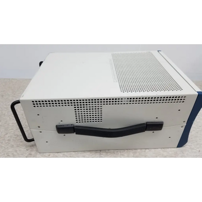 National Instruments pxi express chassis with white blue perforated metal casing black handle for data acquisition modules
