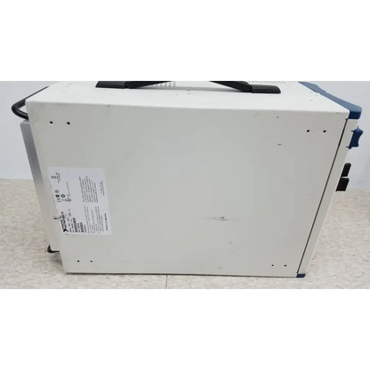 White rectangular national instruments pxi express chassis with black handle and blue accents for data acquisition modules