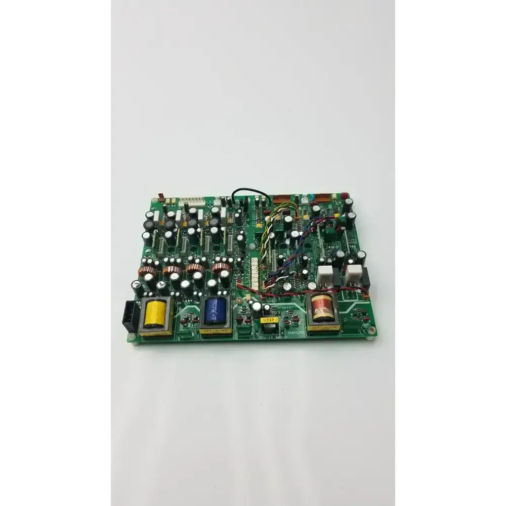 Green printed circuit board of nayuta nb497 spu-10 94v-0 power supply control board with black and silver components and colored wires