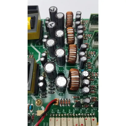 Green circuit board with black capacitors and copper inductors in nayuta nb497 spu-10 94v-0 power supply control board