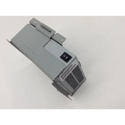 Gray metal ncr 497-0442824b power supply with black on/off switch and ventilation grille
