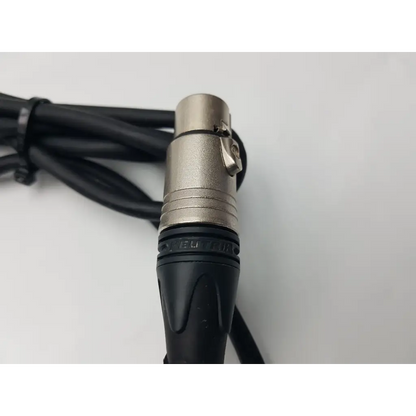 Silver xlr audio cable connector with black insulated jacket and threaded metal housing for bpm150s24f06 medical power supply