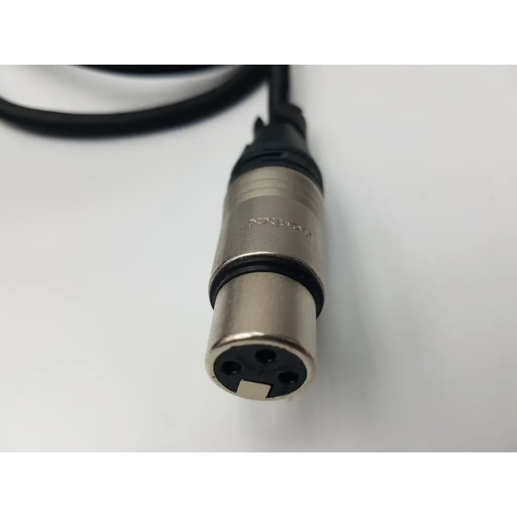 Black and silver three-pin xlr audio cable connector with metallic body and rubber grip for nds bpm150s24f06 medical power supply