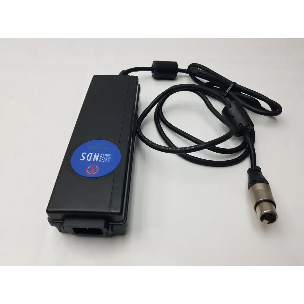 Black rectangular medical power supply bpm150s24f06 with blue logo and coiled cable ending in metallic xlr connector