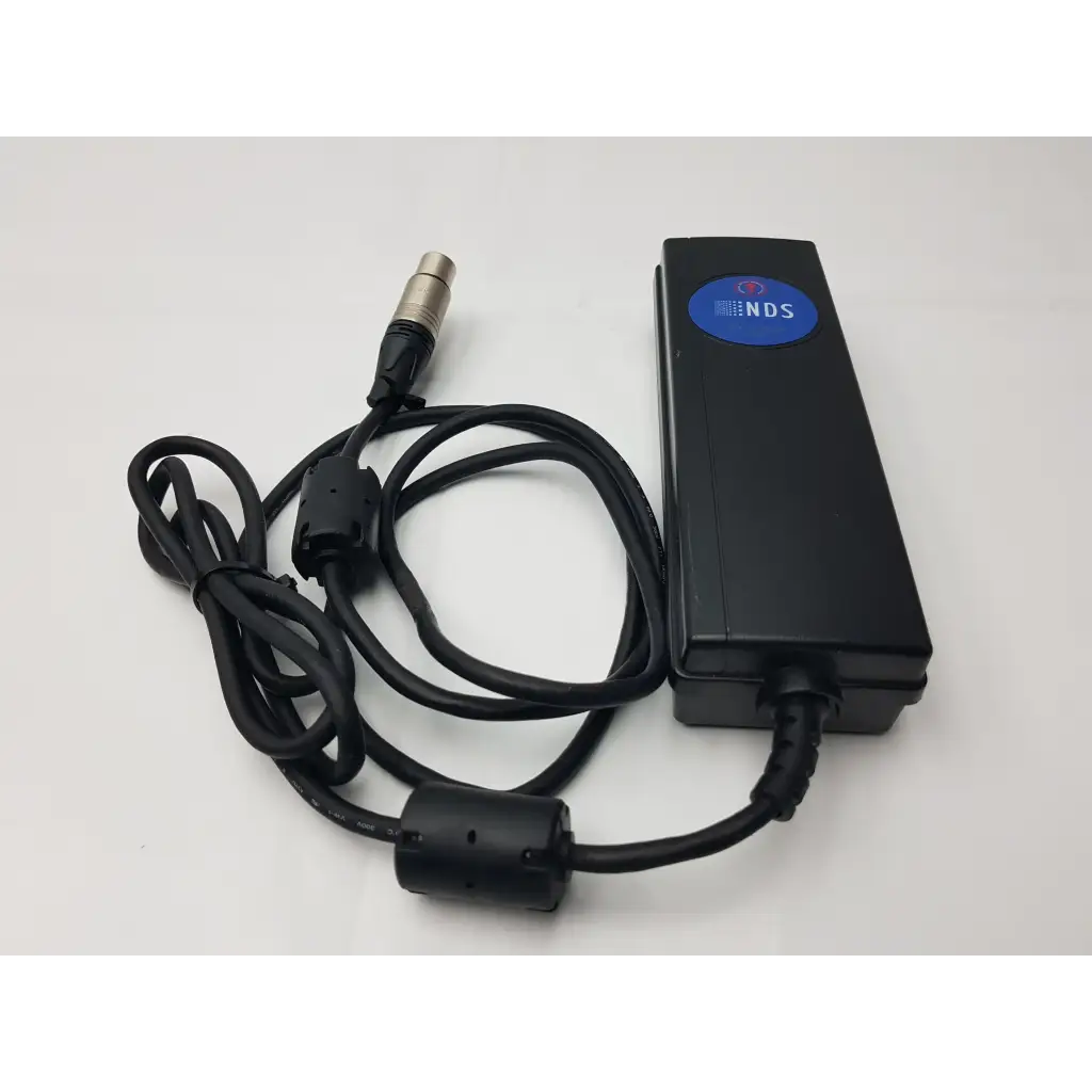 Black nds bpm150s24f06 medical power supply with coiled black cable and metallic xlr connector for reliable use
