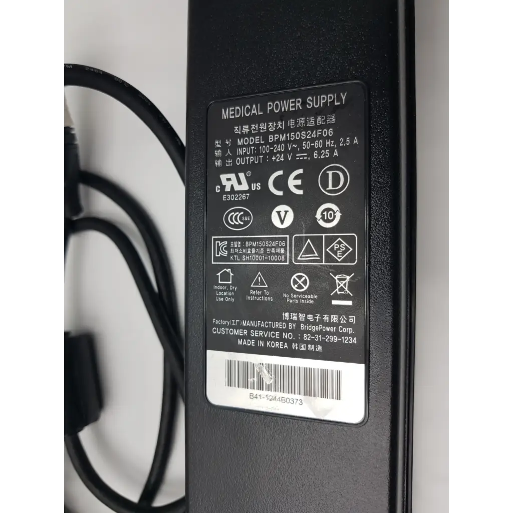 Black medical power supply adapter bpm150s24f06 with 24v 6.25a output for nds medical devices