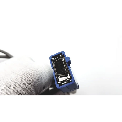 Blue plastic Nellcor DOC-10 spo2 adapter cable with black socket and metallic contacts compatible with spo2 devices