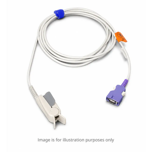 Nellcor DS-100A refurbished spo2 adult finger clip sensor set with white cable purple connector and blue clip