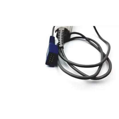 Black coiled cable with blue connector and gray ribbed plug for nellcor spo2 sensor ds100a uses sensor ds100a technology