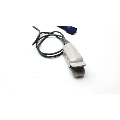 Gray plastic nellcor spo2 sensor ds100a pulse oximeter with black coiled cable for accurate oxygen monitoring