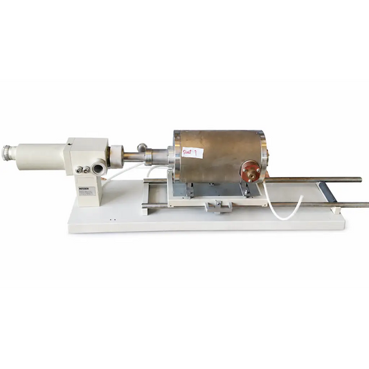 A biomed certified netzsch dil high-temperature horizontal dilatometer with brass finish and copper fittings on white base